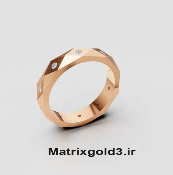 آموزش matrixgold طراحی  انگشتر طلا چندوجهی مدرن با نگین برلیان